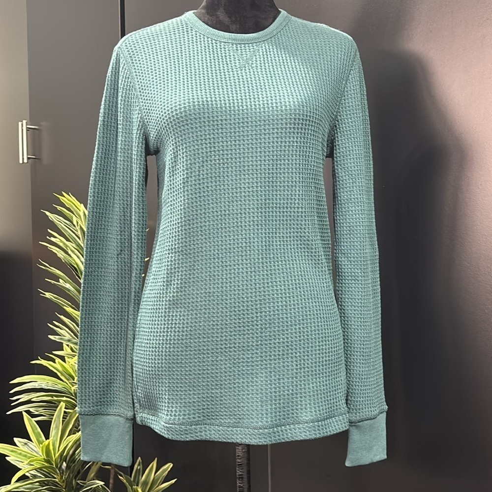 UpWest Waffle Knit,thermal,round neck,exposed seam,fitted cuffs,long sleeve